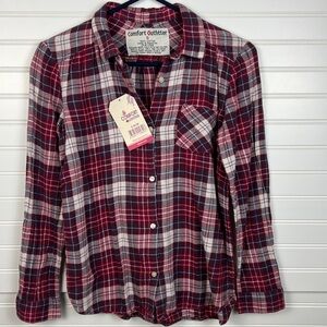 Comfort Outfitter Plaid Button-Up Shirt